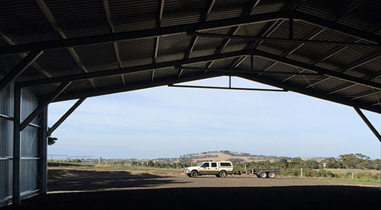 Aircraft Hangar open front internal view