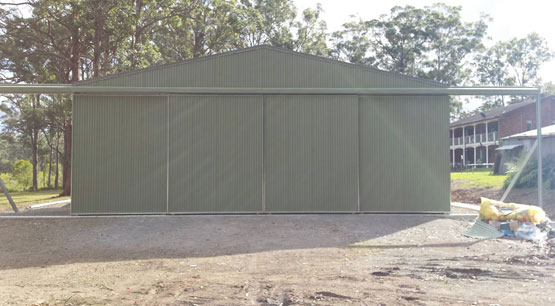 Aircraft Hangar steel sliding doors eucalypt